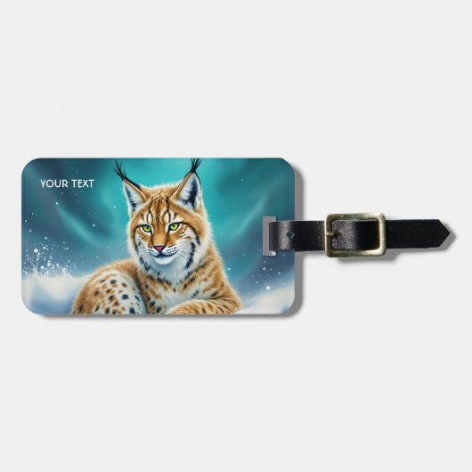 Fantasy Schattige Lynx Cub Winter Bagagelabel (Voorkant horizontaal)