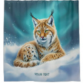 Fantasy Schattige Lynx Cub Winter Douchegordijn (Voorkant)