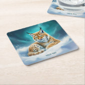 Fantasy Schattige Lynx Cub Winter Kartonnen Onderzetters (Schuin)