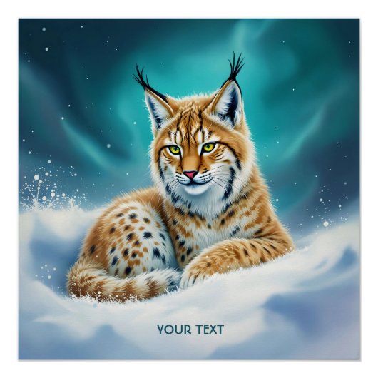 Fantasy Schattige Lynx Cub Winter Perfect Poster (Voorkant)