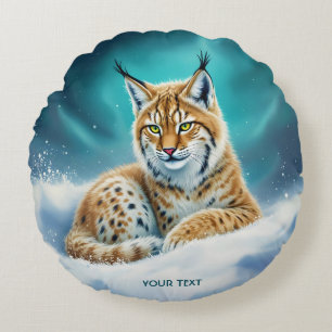 Fantasy Schattige Lynx Cub Winter Rond Kussen