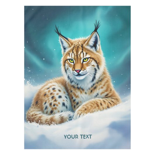 Fantasy Schattige Lynx Cub Winter Tafelkleed (Voorkant)
