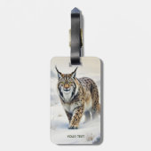Fantasy Schattige Lynx Wintersneeuw Bagagelabel (Achterkant verticaal)