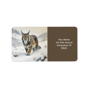 Fantasy Schattige Lynx Wintersneeuw Etiket