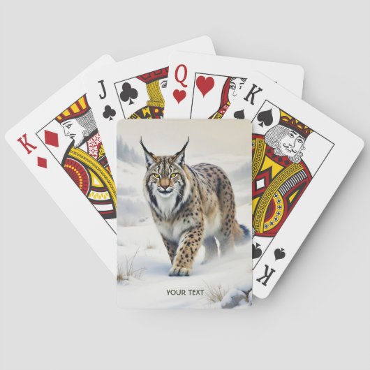 Fantasy Schattige Lynx Wintersneeuw Pokerkaarten (Achterkant)