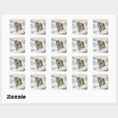 Fantasy Schattige Lynx Wintersneeuw Vierkante Sticker (Vel)