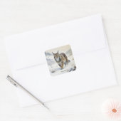 Fantasy Schattige Lynx Wintersneeuw Vierkante Sticker (Envelop)