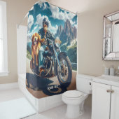 Fantasy Schattige Man Dog Motorcycle Douchegordijn (In situ)