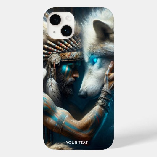 Fantasy Schattige Man Knuffelen Wolf Case-Mate iPhone Case (Achterkant)