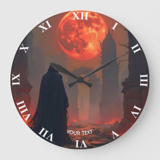 Fantasy Schattige Man Moon Red Grote Klok (Voorkant)