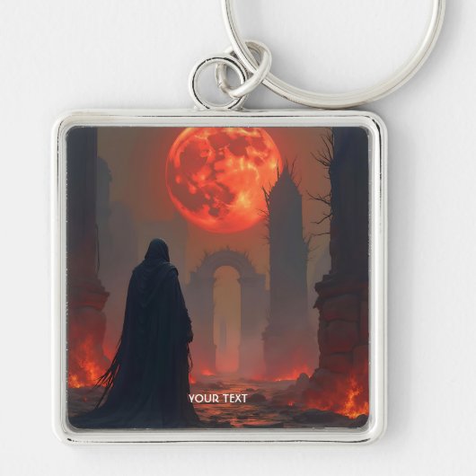 Fantasy Schattige Man Moon Red Sleutelhanger (Voorkant)