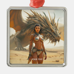 Fantasy Schattige meisje Dragon Desert Metalen Ornament