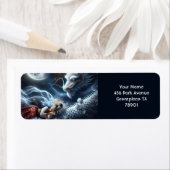 Fantasy Schattige meisje Dragon Moon Etiket (Insitu)