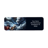 Fantasy Schattige meisje Dragon Moon Etiket (Voorkant)