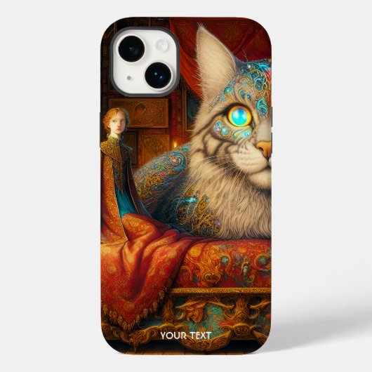 Fantasy Schattige meisje enorme kat Case-Mate iPhone Case (Achterkant)