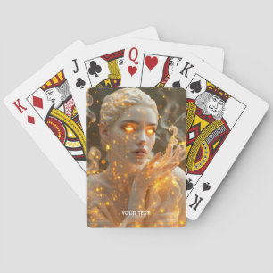 Fantasy Schattige Meisje Gele Ogen Pokerkaarten