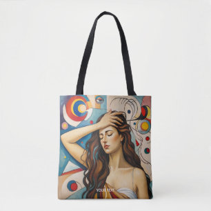 Fantasy Schattige meisje kubistische stijl Tote Bag