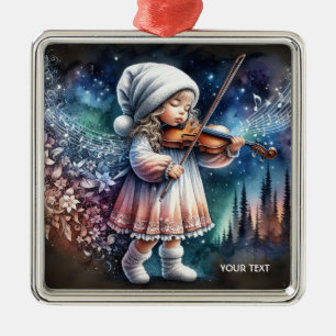Fantasy Schattige Meisje Muziek Viool Metalen Ornament