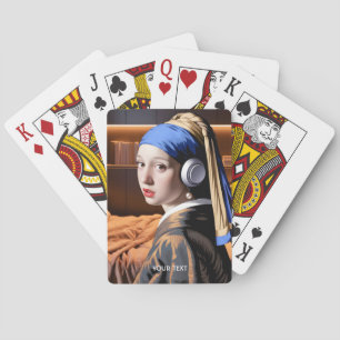 Fantasy Schattige Meisje Pearl Hoofdtelefoon Pokerkaarten