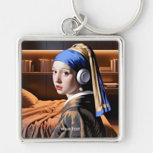 Fantasy Schattige Meisje Pearl Hoofdtelefoon Sleutelhanger