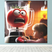 Fantasy Schattige Meisje Tomaat Blender Canvas Afdruk (Insitu (Houten vloer))