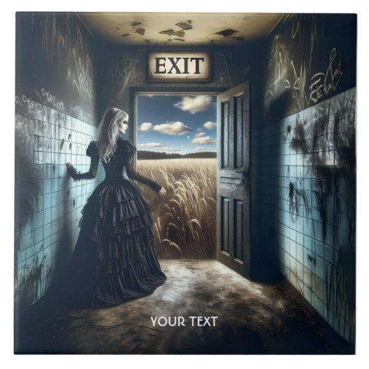 Fantasy Schattige Meisje Uitgang Corridor Tegeltje (Voorkant)