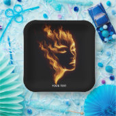 Fantasy Schattige Meisje Vlammen Vuur Papieren Bordje (Feest)