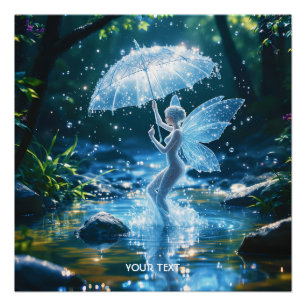 Fantasy Schattige Meisje Water Paraplu Perfect Poster