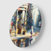 Fantasy Schattige Meisje Winkelvenster Grote Klok (Hoek)