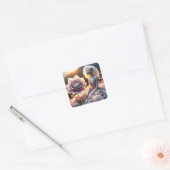 Fantasy Schattige Meisje Witte Bloem Vierkante Sticker (Envelop)