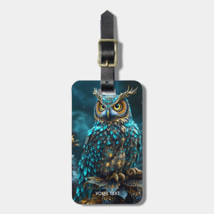 Fantasy Schattige Messing Turquoise Uil Bagagelabel