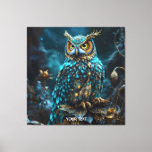 Fantasy Schattige Messing Turquoise Uil Canvas Afdruk (Voorkant)