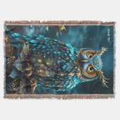 Fantasy Schattige Messing Turquoise Uil Deken (Voorkant)