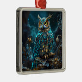 Fantasy Schattige Messing Turquoise Uil Metalen Ornament (Rechts)