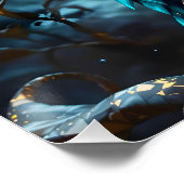 Fantasy Schattige Messing Turquoise Uil Perfect Poster (Hoek)