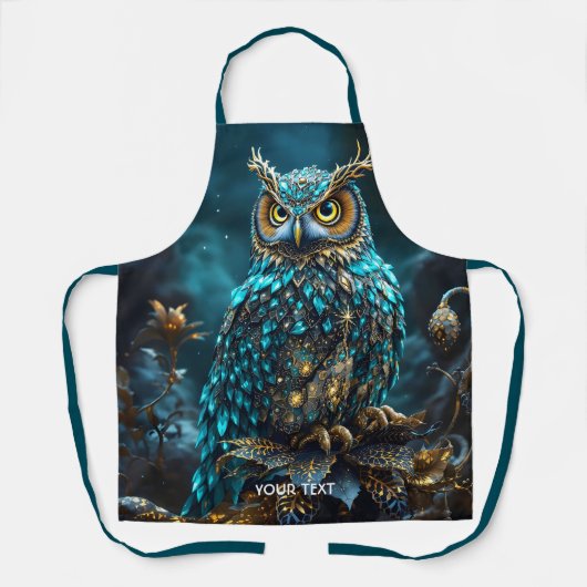 Fantasy Schattige Messing Turquoise Uil Schort (Voorkant)