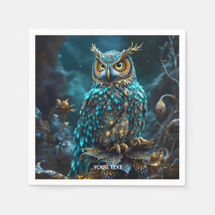 Fantasy Schattige Messing Turquoise Uil Servet