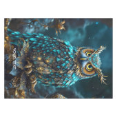 Fantasy Schattige Messing Turquoise Uil Tafelkleed (Voorkant (Horizontaal))