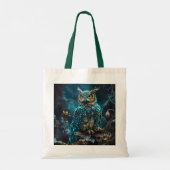 Fantasy Schattige Messing Turquoise Uil Tote Bag (Achterkant)