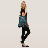 Fantasy Schattige Messing Turquoise Uil Tote Bag (Op model)