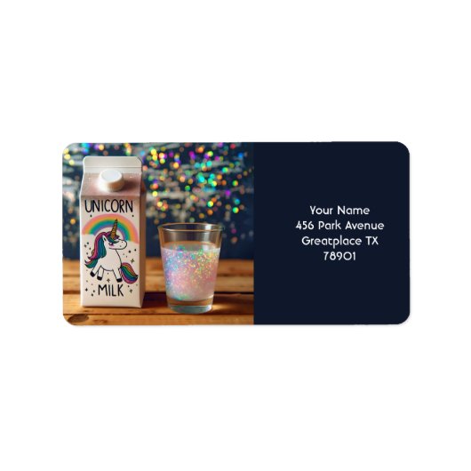 Fantasy Schattige Milk Unicorn Rainbow Etiket (Voorkant)