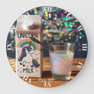 Fantasy Schattige Milk Unicorn Rainbow Grote Klok