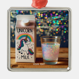 Fantasy Schattige Milk Unicorn Rainbow Metalen Ornament