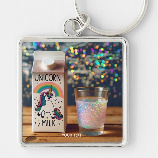 Fantasy Schattige Milk Unicorn Rainbow Sleutelhanger (Voorkant)