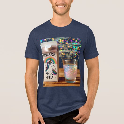 Fantasy Schattige Milk Unicorn Rainbow Tri-Blend Shirt (Voorkant)