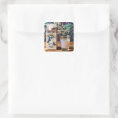 Fantasy Schattige Milk Unicorn Rainbow Vierkante Sticker (Tas)