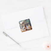 Fantasy Schattige Milk Unicorn Rainbow Vierkante Sticker (Envelop)