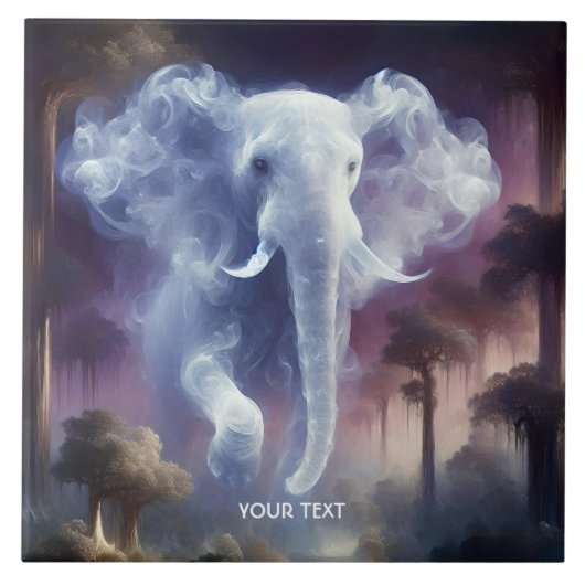 Fantasy Schattige Mist Elephant Oerwoud Tegeltje (Voorkant)