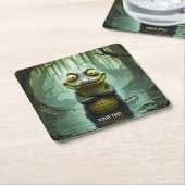 Fantasy Schattige moeras bos krokodil Kartonnen Onderzetters (Schuin)