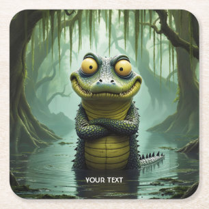 Fantasy Schattige moeras bos krokodil Kartonnen Onderzetters